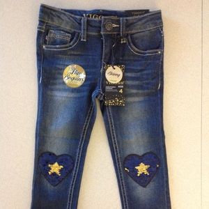 Vigoss Girls Skinny Jeans W/Sequins - 4